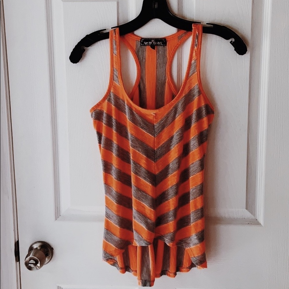 Striped Neon Orange and Grey small Racerback